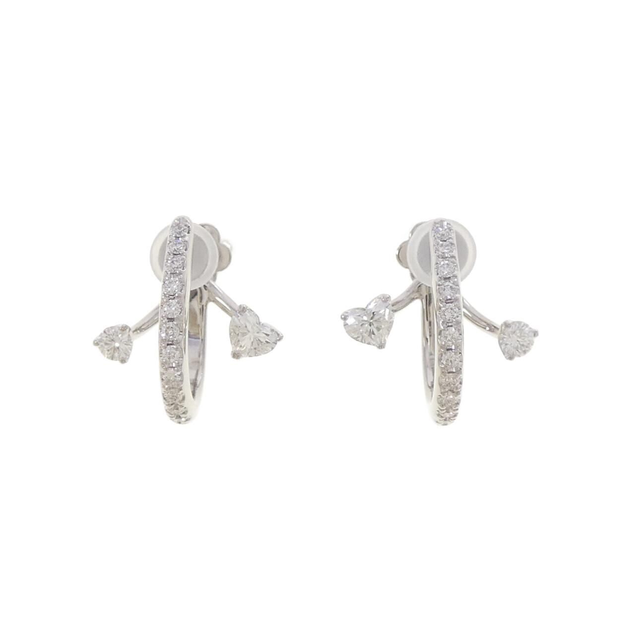 PT900 ハート ダイヤモンド イヤリング 0.72CT