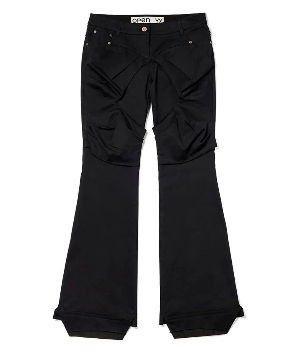 Open YY オープンワイワイ ギャザー ブーツカット パンツ ブラック (S) 19,734円