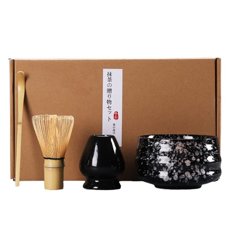 百本立 茶筅 茶筅立て 茶杓 茶さじ 抹茶碗 茶道具 4点セット 茶せん 曲直し 茶筅休め 抹茶点て お点前セット 初心者さん向け 茶道セット (D) 1