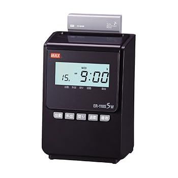 マックス★タイムレコーダー 1日4回印字 簡易月間集計機能 電波時計搭載 ER-110S5W黒（良い）