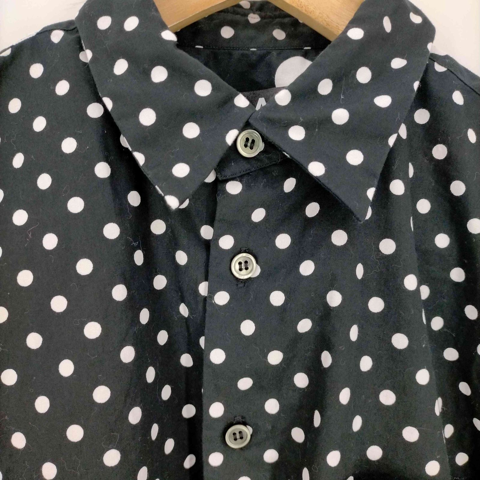 ブラックコムデギャルソン BLACK COMME des GARCONS ドット切替 水玉 長袖シャツ メンズ XS