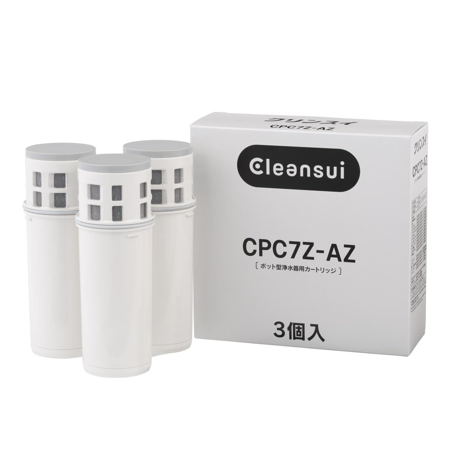 クリンスイ 浄水器 ポット型 交換カートリッジ 【メーカー純正品 日本製】 アルカリシリーズ (CPC7×3個入り) 増量パック CPC7Z-AZ PFOS/PFOA 有機フッ素化合物 除去mt 2b3060ef