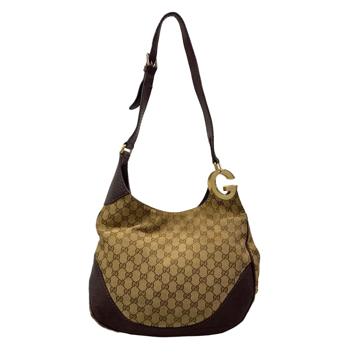 GUCCI(グッチ) ショルダーバッグ シャーロット/GG柄 203503 ベージュ×ダークブラウン レザー
