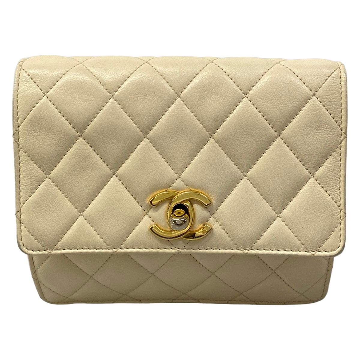 CHANEL(シャネル) ショルダーバッグ マトラッセ アイボリー×ゴールド ゴールド金具 ラムスキン
