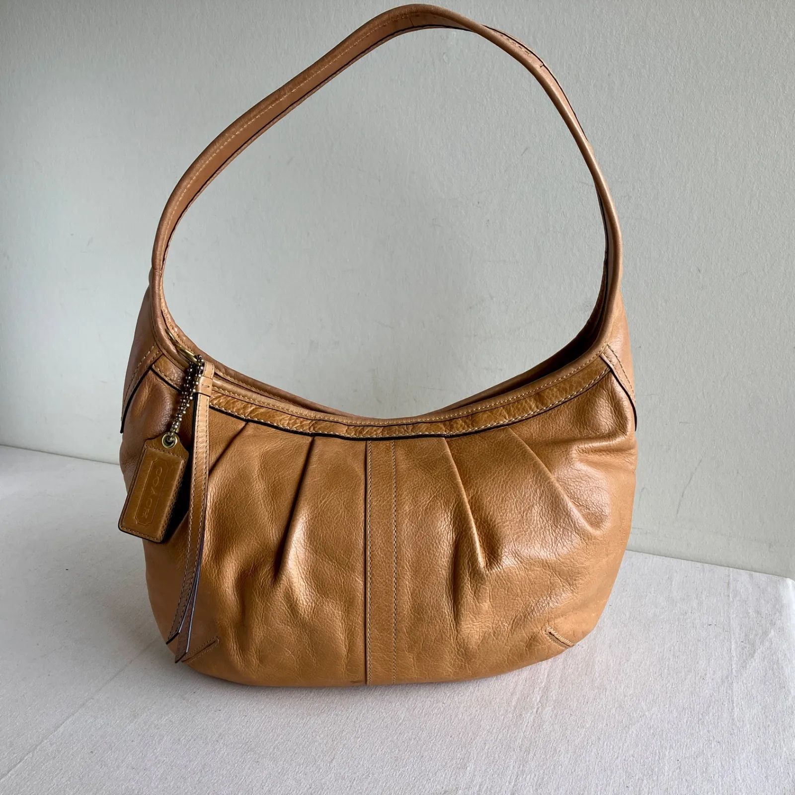 Vintage Coach Ergo Pleated Hobo Shoulder Bag Camel Tan Leather Y2K 13,528円