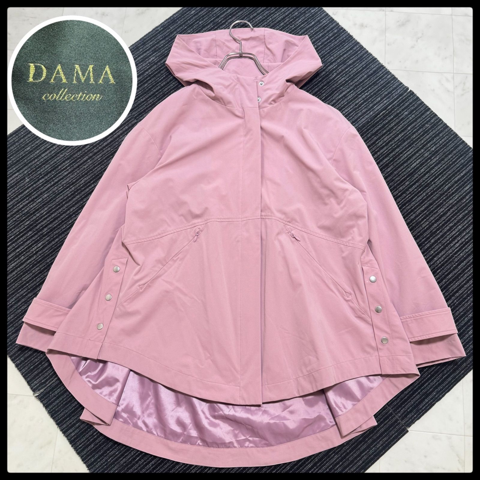 ダーマコレクション 撥水加工 フーデッドフレアブルゾン くすみピンク DAMA collection マウンテンパーカー ライトアウター 6,000円