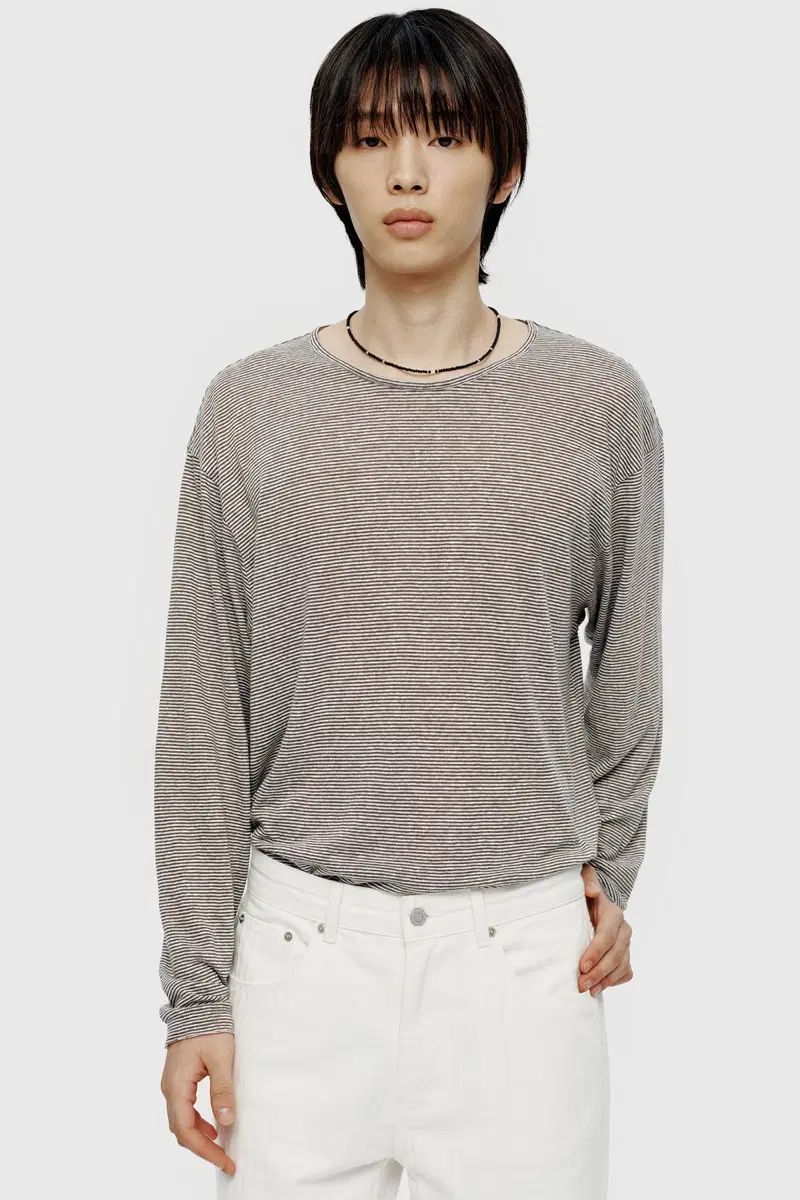 s ユース カットオフ ラウンド ネック Tシャツ ブラウン ストライプ 11,507円