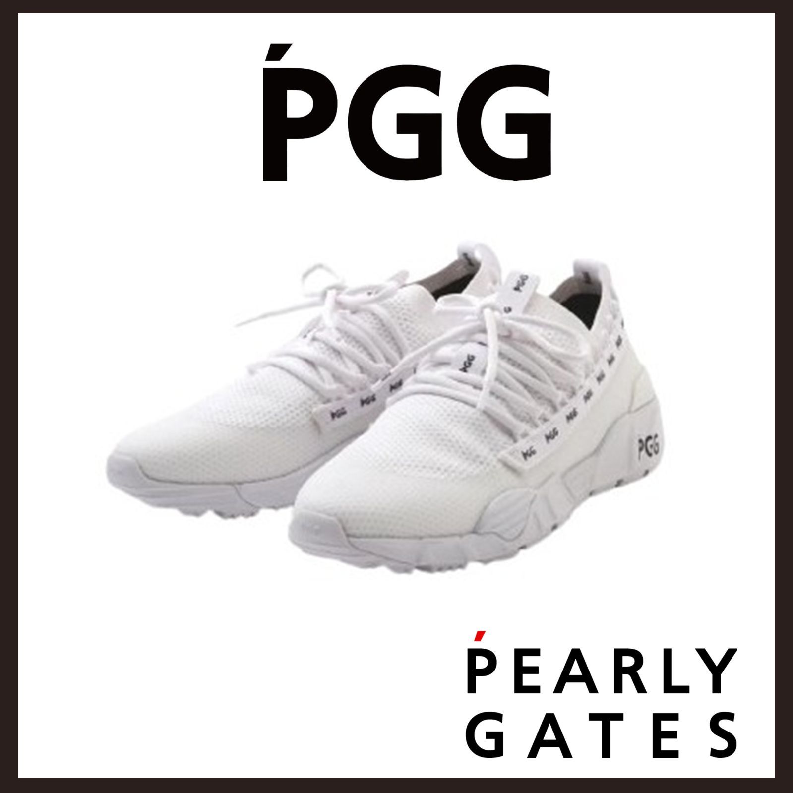 新品未使用 PGG パーリーゲイツ 防水ニット PGG2 ゴルフシューズ ホワイト 26.5m ローカット スパイクレス