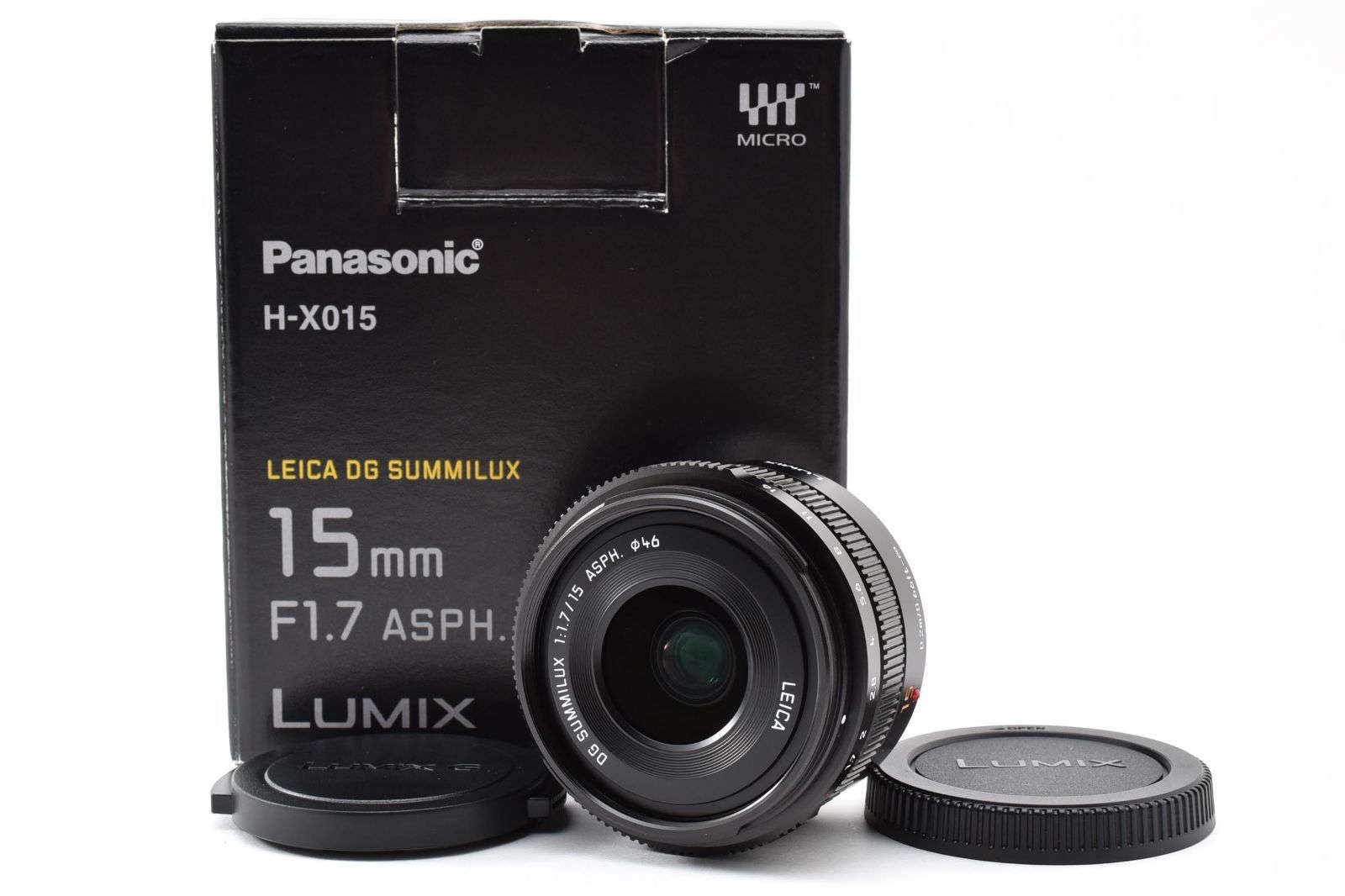 ★極上美品★ パナソニック Panasonic LEICA DG SUMMILUX 15mm F1.7 ASPH. ブラック 元箱付き ARYM6840 #0