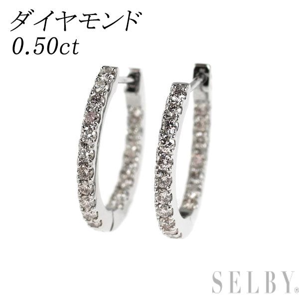 Pt950 ダイヤモンド フープ ピアス 0.50ct 55,660円