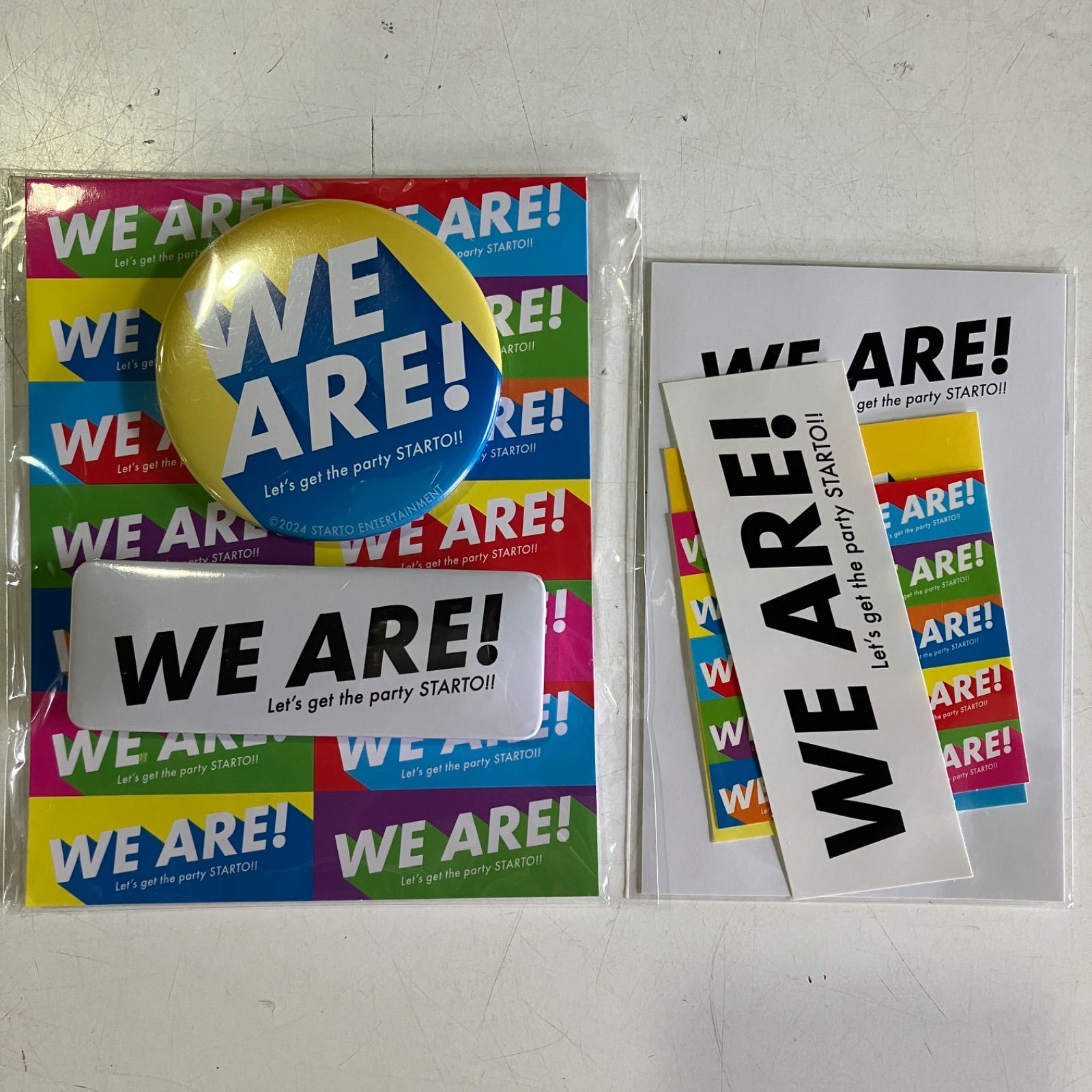 「WE ARE！ Let's get the party STARTO!!」缶バッジ ステッカー 2種セット まとめ売り 未開封 NL8054P f116