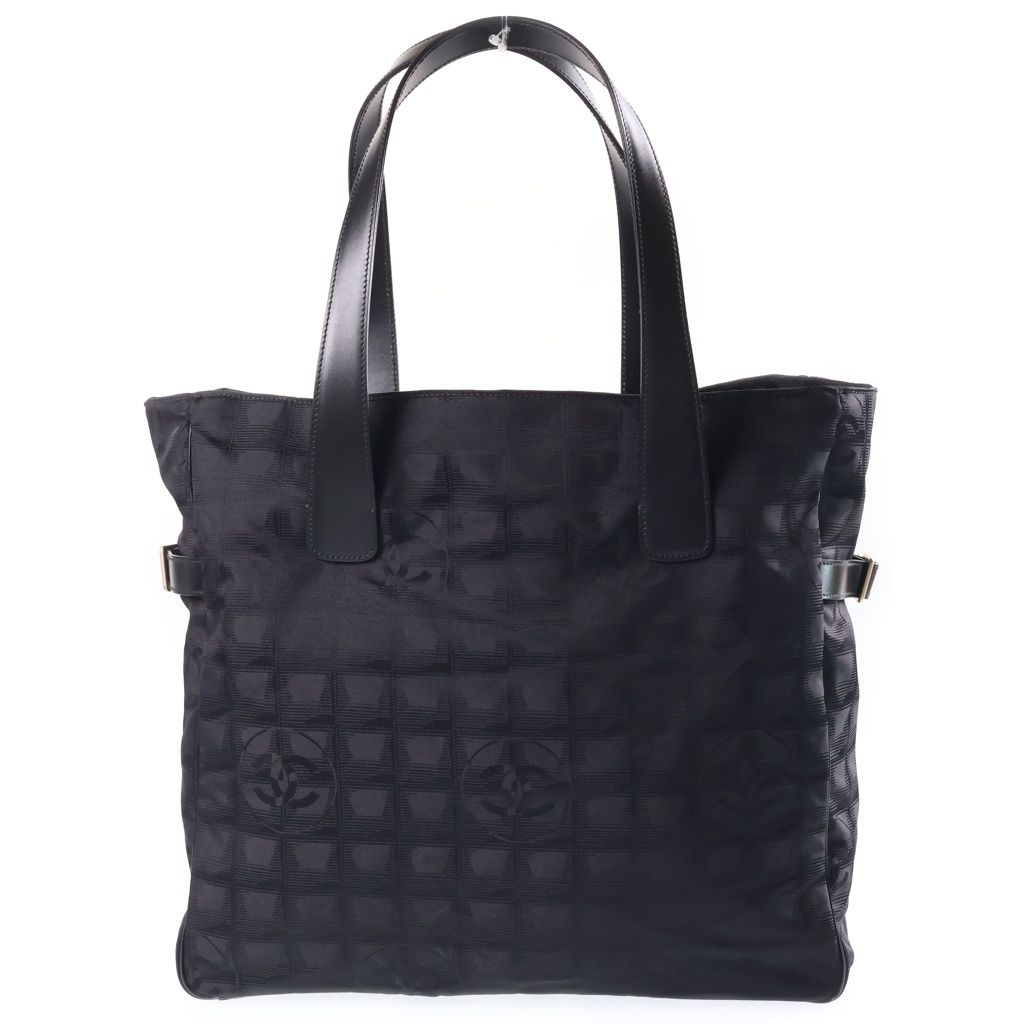 CHANEL (シャネル) ニュートラベルラインGM ナイロン レザー トートバッグ ブラック