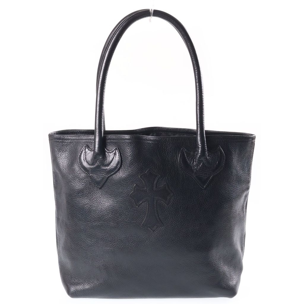 CHROME HEARTS (クロムハーツ) FS TOTE FSトート クロスパッチ付きレザートートバッグ ブラック