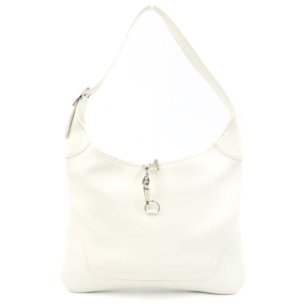 HERMES (エルメス) トリム35 ショルダーバッグ トートバッグ ホワイト トリヨン レザー □J刻印 シルバー金具