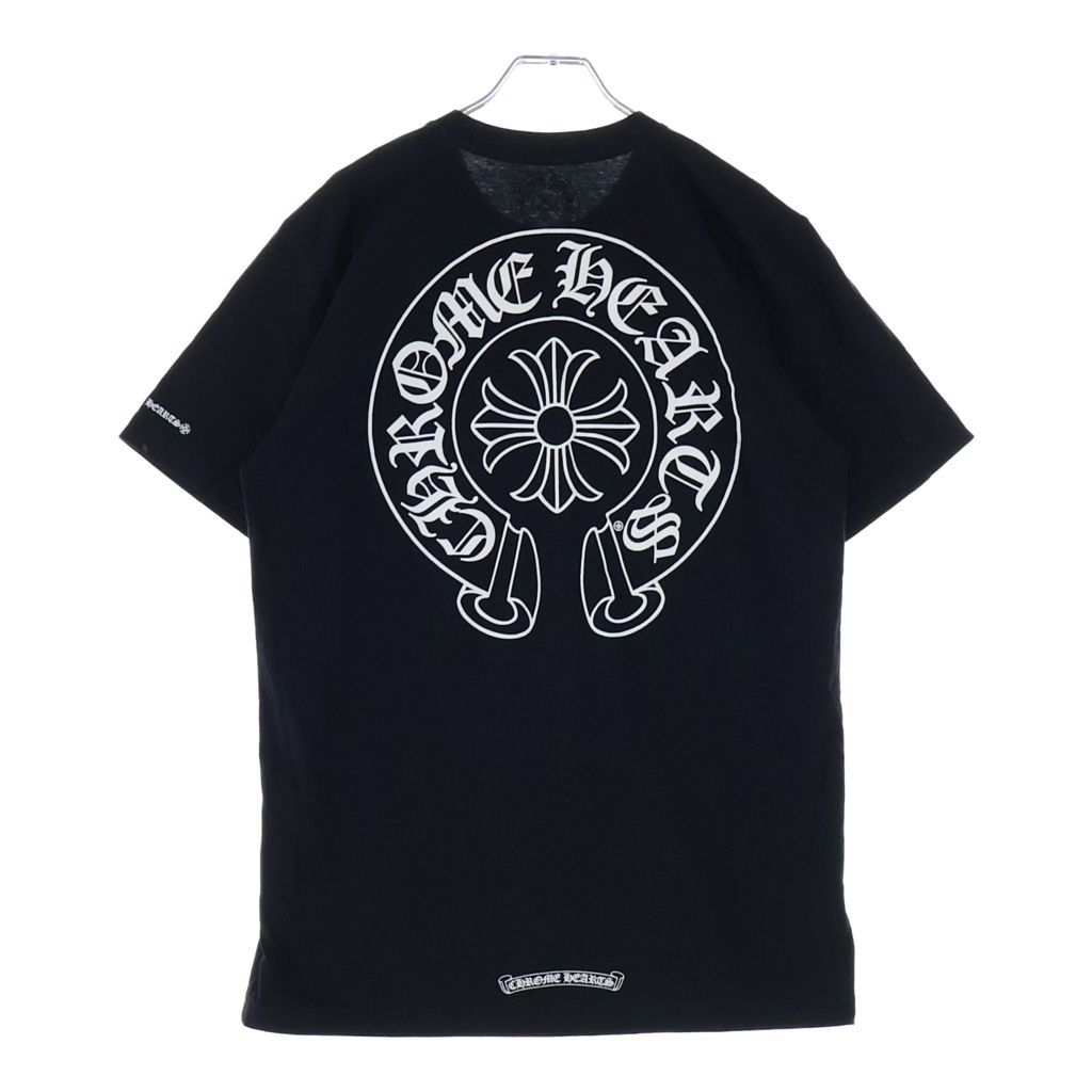 CHROME HEARTS (クロムハーツ) HORSESHOE S/S TEE ホースシュープリント ポケット半袖Tシャツ カットソー ブラック