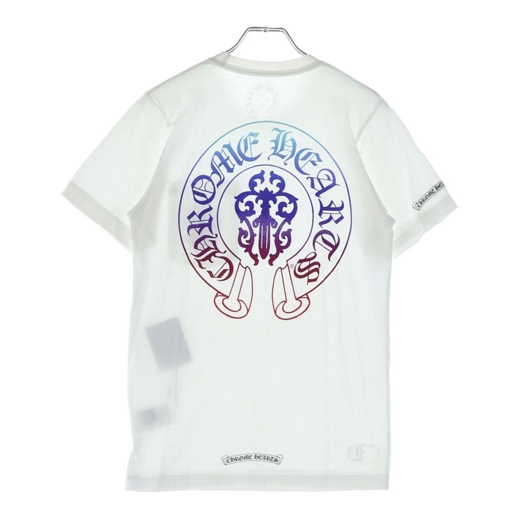 CHROME HEARTS (クロムハーツ) Gradient Dagger Horseshoe Print Tee グラデーション ヴァインダガー ホースシュープリントTシャツ 半袖カットソー ホワイト