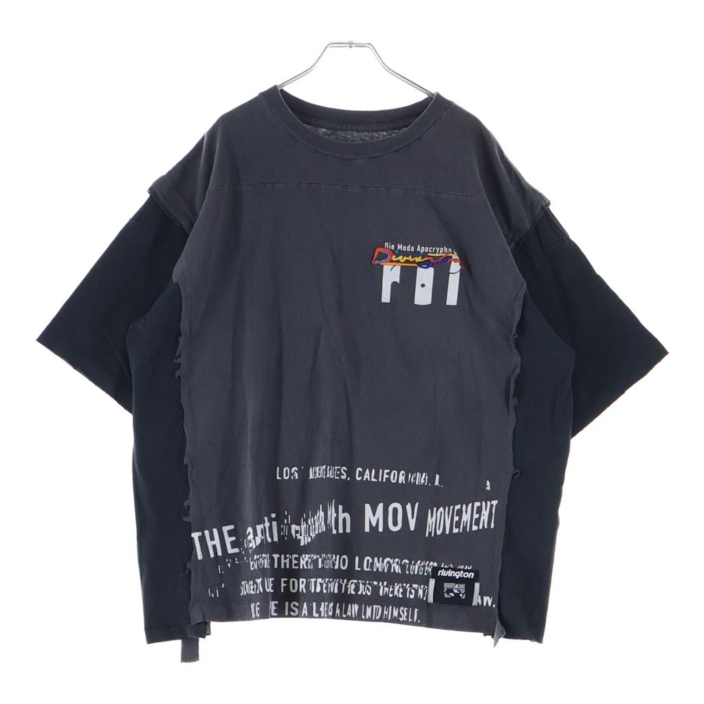 RRR123 RIVINGTON roi Rebis (リヴィントンロイレビス) LEFT OUT ENEMY L/S TEE レフトアウト エネミー 両面プリント ロングスリーブカットソー グレー