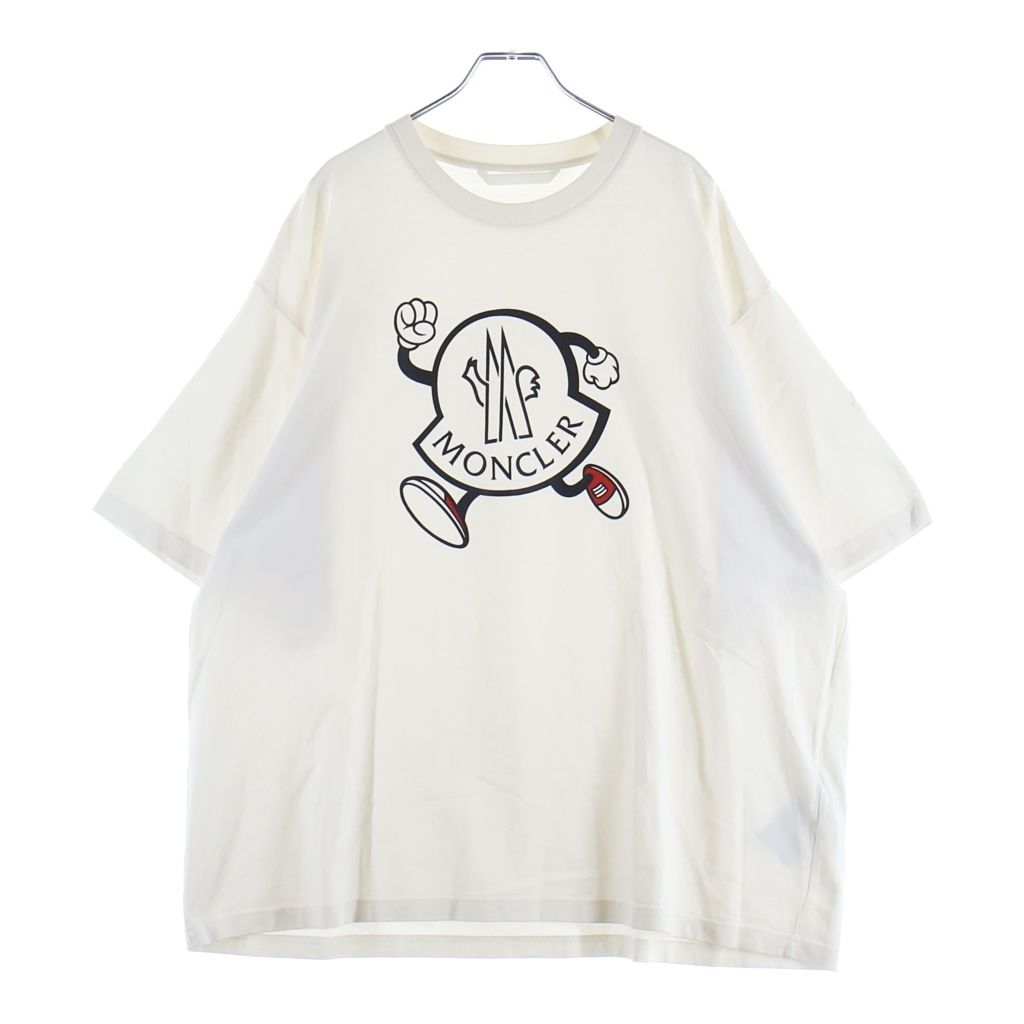 MONCLER (モンクレール) 23SS フロントプリント クルーネック半袖Tシャツ カットソー オーバーサイズ ホワイト I10918C00010