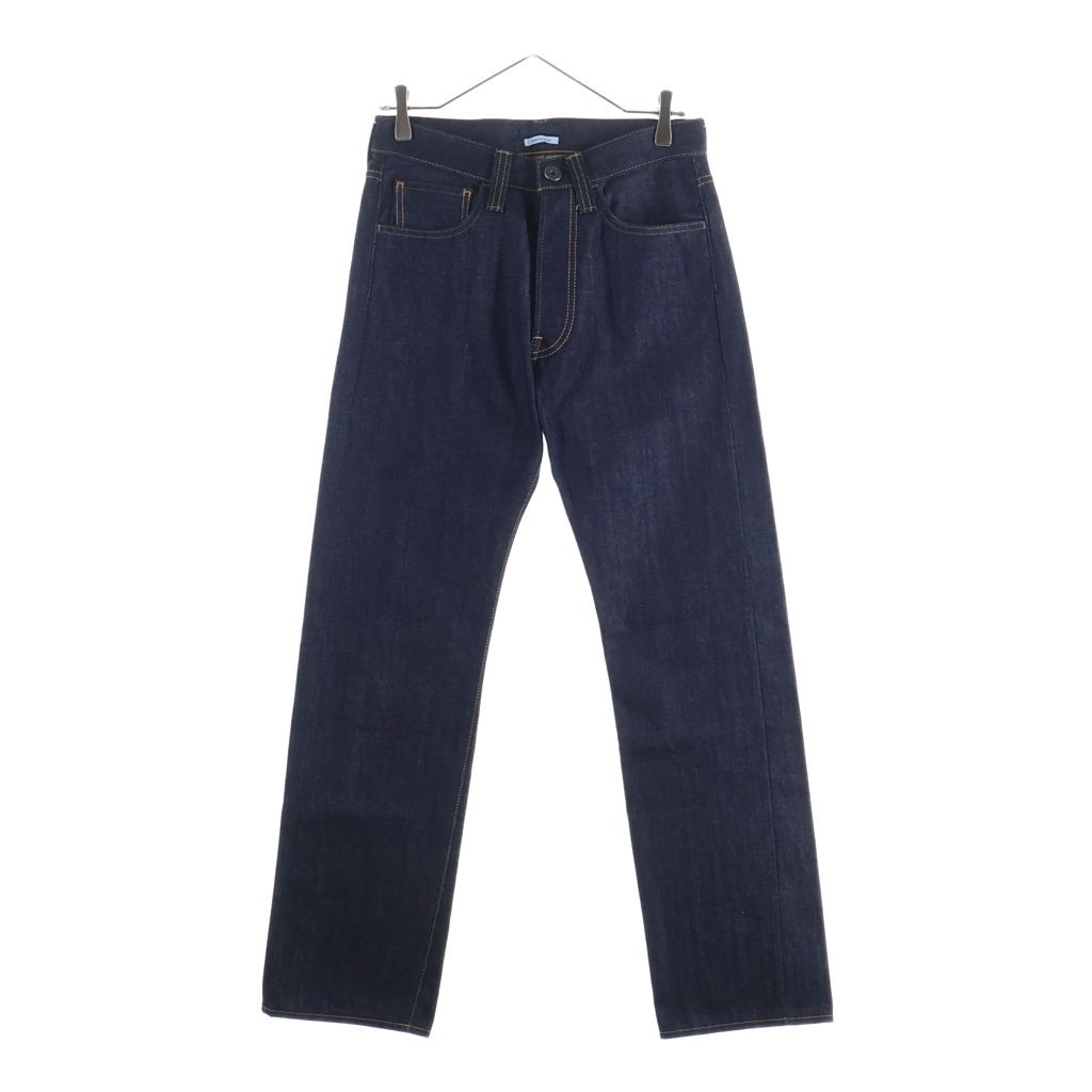 PRADA (プラダ) CLASSIC FIT DENIM JEANS セルビッチデニムパンツ レザーロゴパッチ ボタンフライ インディゴ GEP318 24,983円