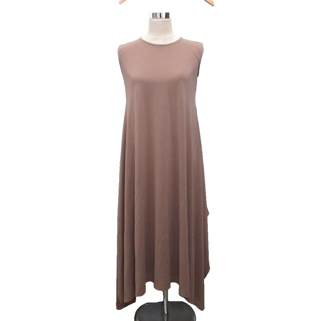 イッセイミヤケ ISSEY MIYAKE 20AW ワンピース ノースリーブ マキシ ロング フレア 2 ライトブラウン IM02JH703