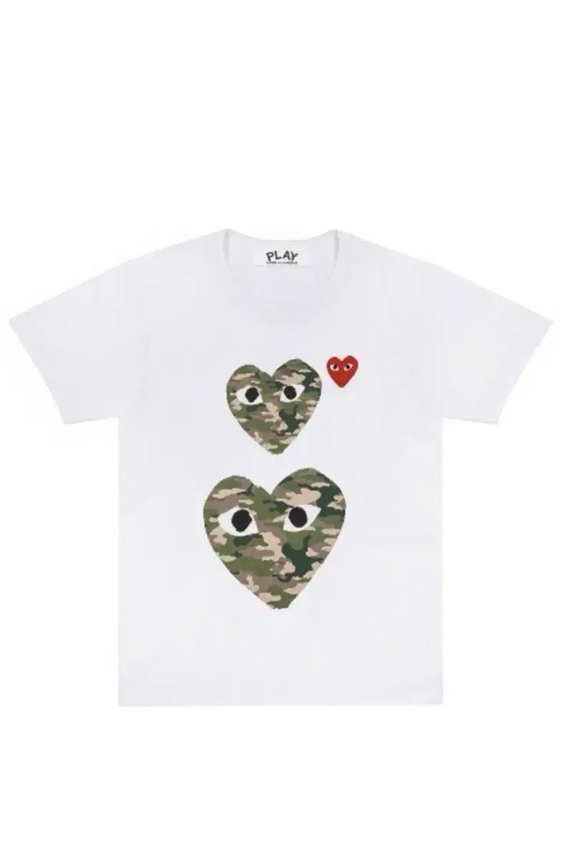 コム・デ・ギャルソン PLAY カモフラ ハート 半袖Tシャツ 白 xxs