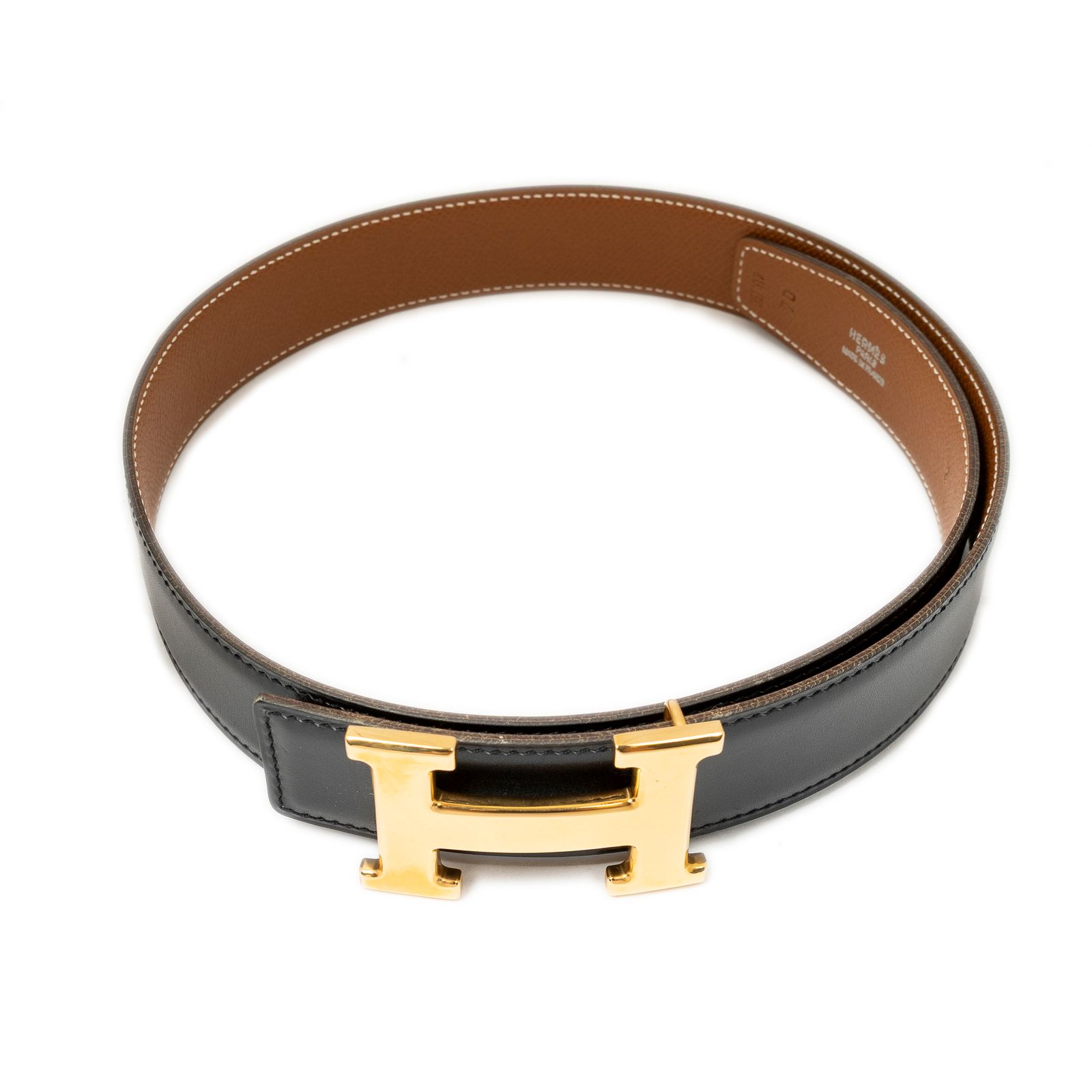 [中古] HERMES エルメスコンスタンスベルト Hベルト 32mmブラウン/ブラックボックスレザーA