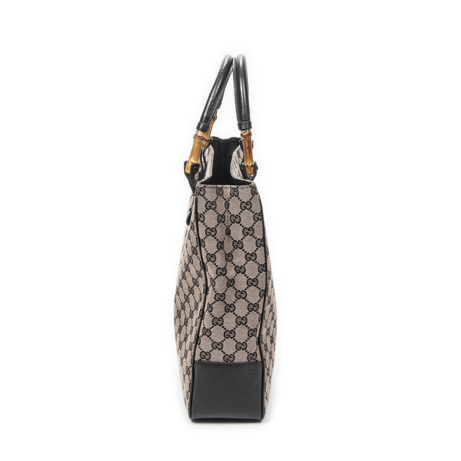 中古] GUCCI グッチバンブー トートブラック/ピンクGGキャンバスA