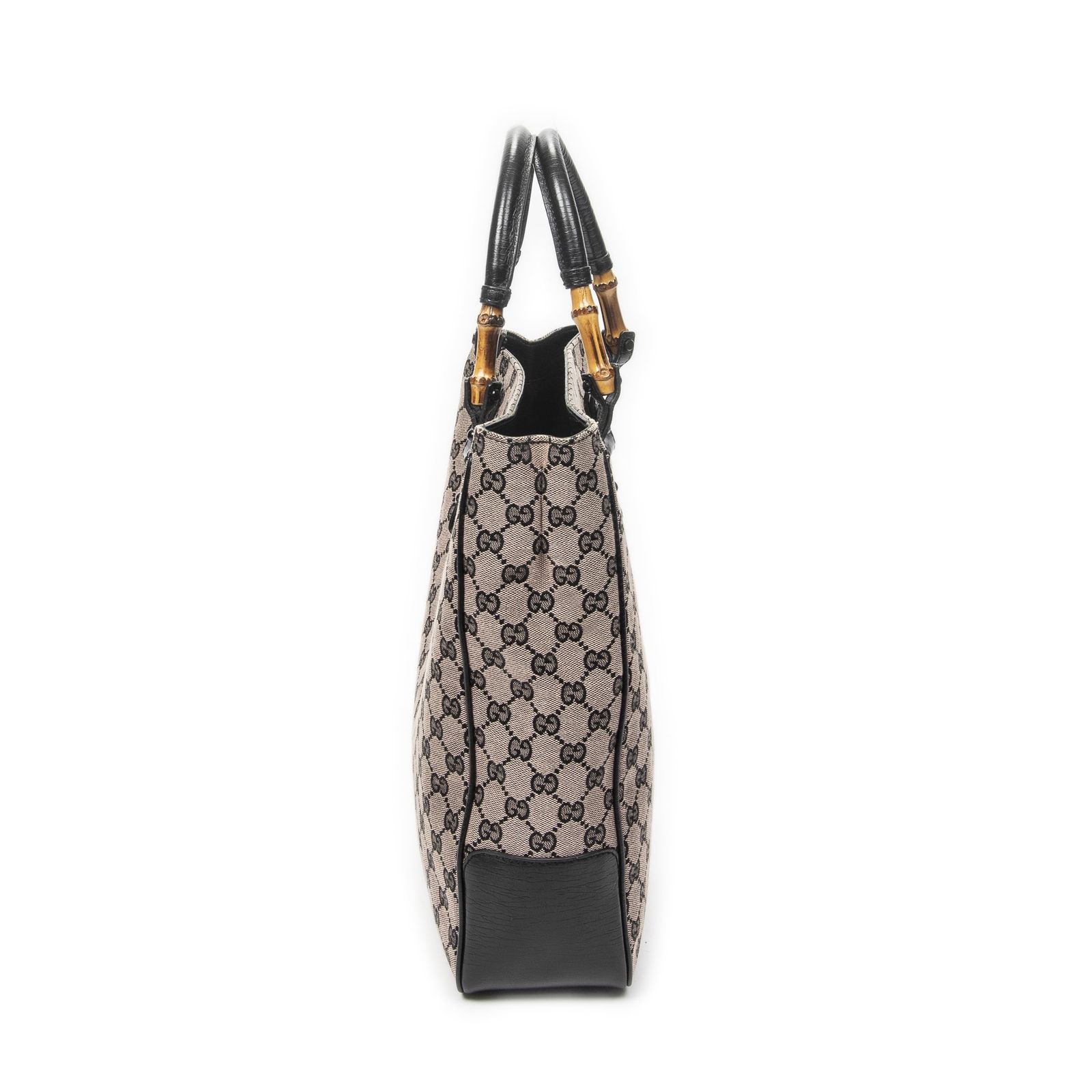 中古] GUCCI グッチバンブー トートブラック/ピンクGGキャンバスA