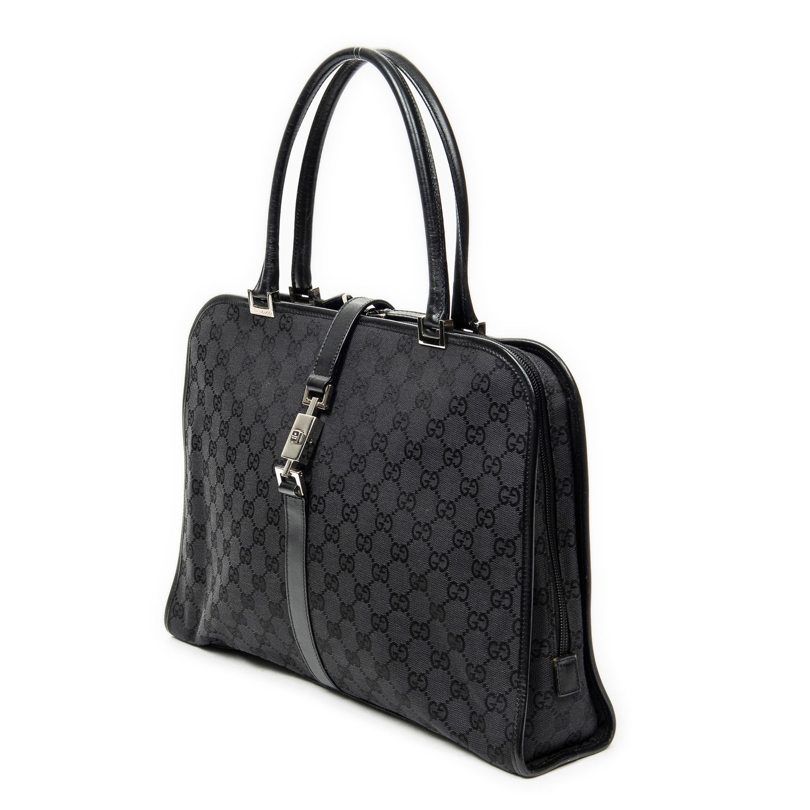 中古] GUCCI グッチJackie Dome Bag黒GGキャンバスA - メルカリ
