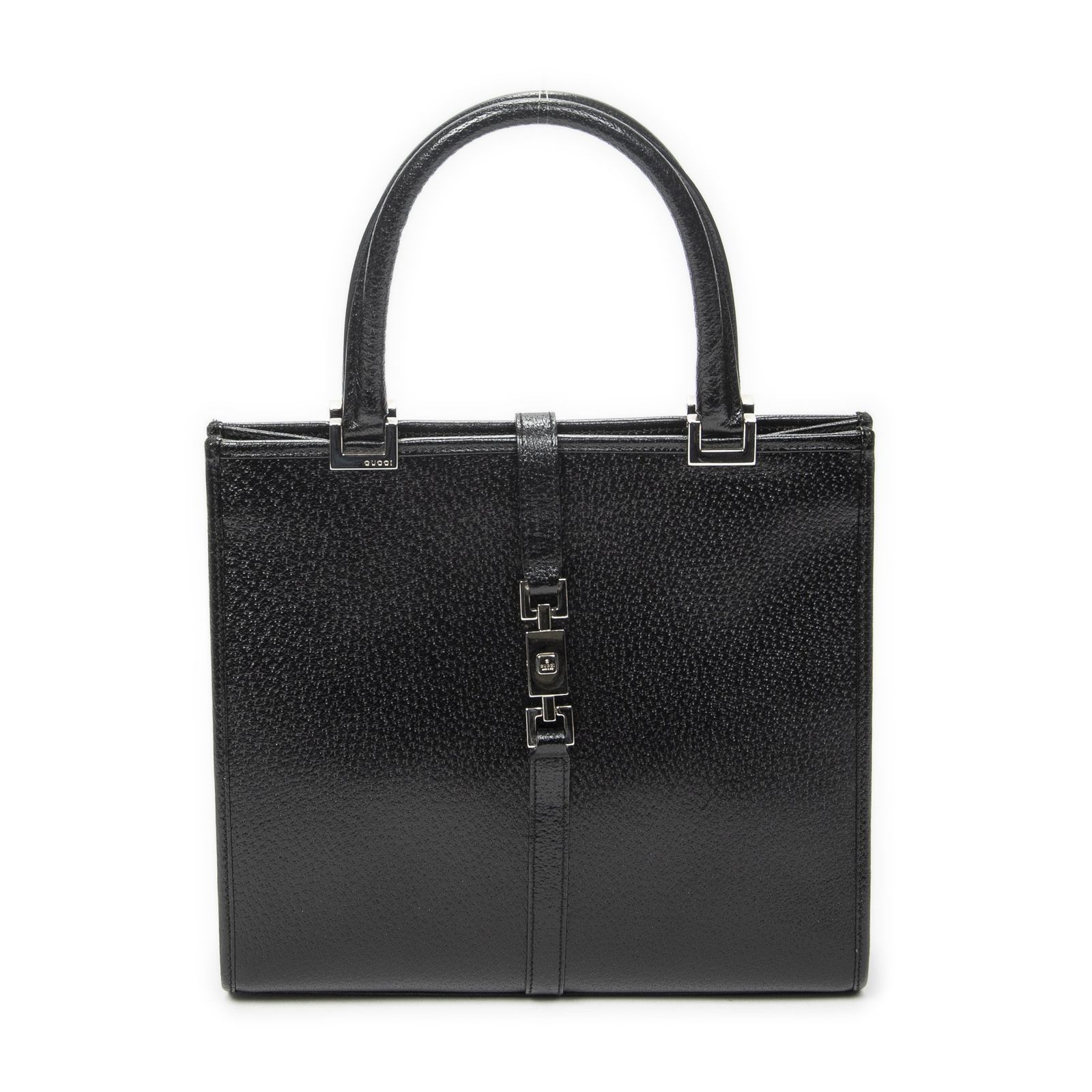 [中古] GUCCI グッチスクエア ジャッキー トート黒グレインカーフスキンレザーA