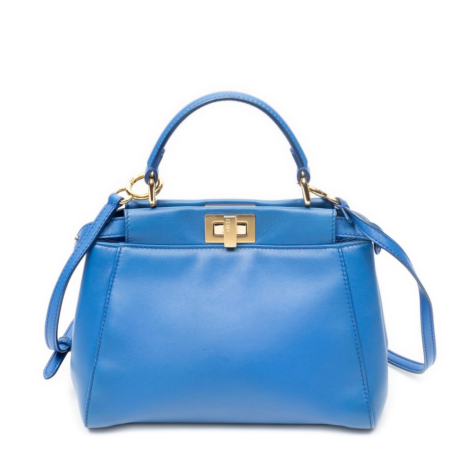 [中古] FENDI フェンディMini Peekaboo青カーフスキンレザーA
