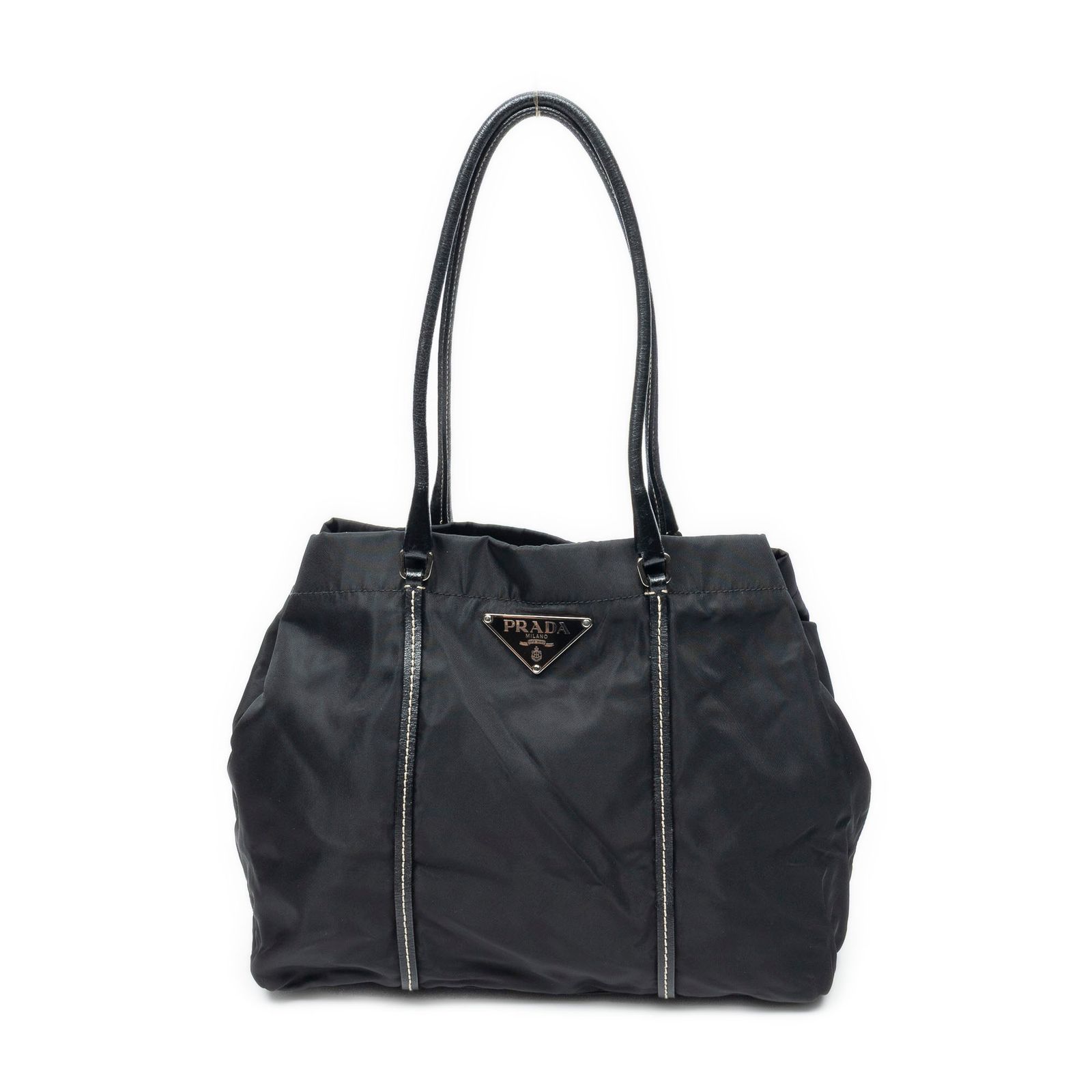 [中古] PRADA プラダショッピングトート黒ナイロンキャンバスA
