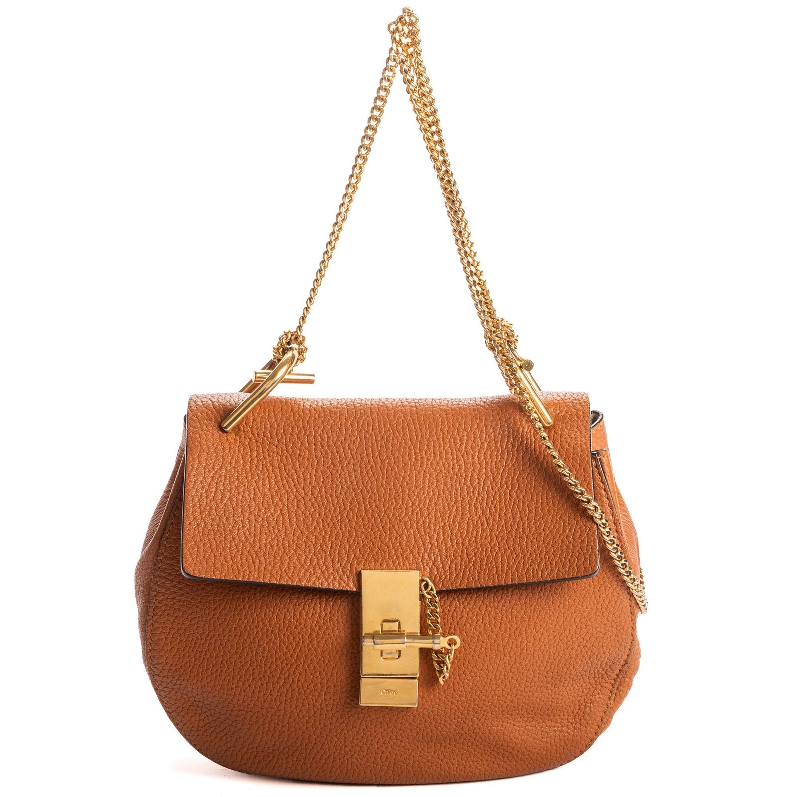 [中古] CHLOE クロエドーム型 クロスボディショルダーバッグタングレインカーフスキンレザーA