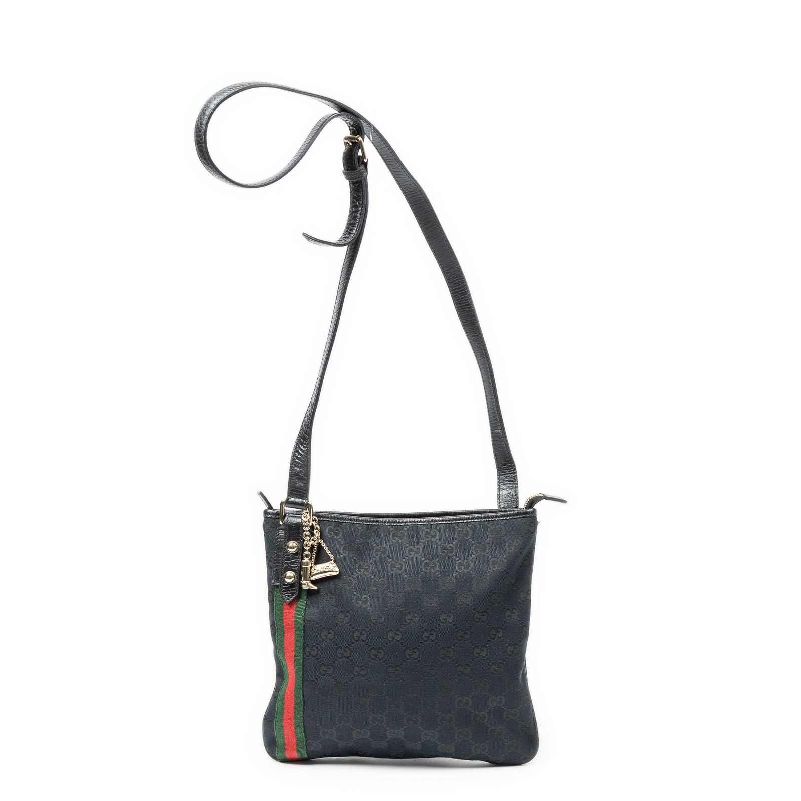 [中古] GUCCI グッチウェブ ジョリクール クロスボディ黒GGキャンバスA