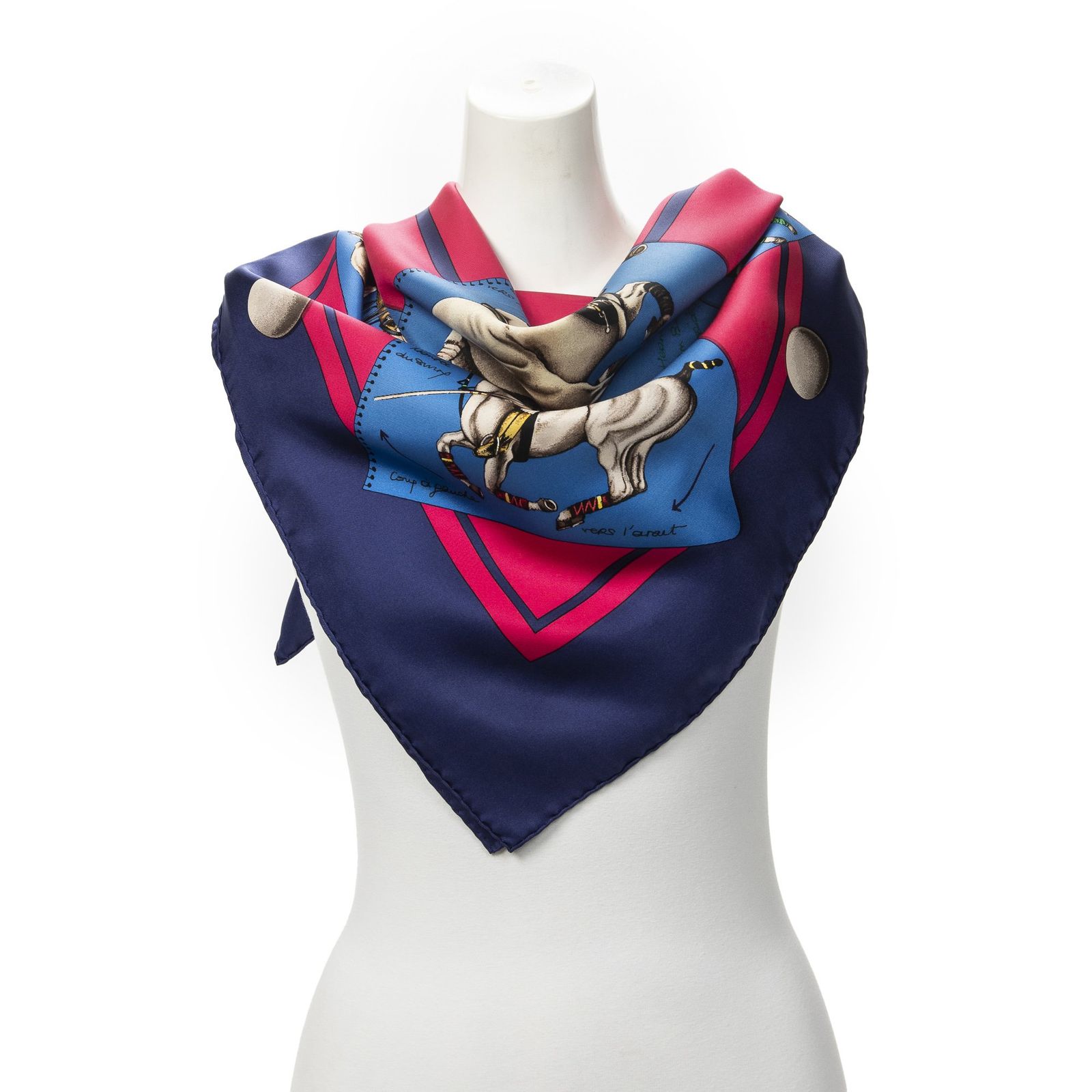 [中古] HERMES エルメススカーフネイビー、ピンク、青100% ツイルシルクA 29,575円