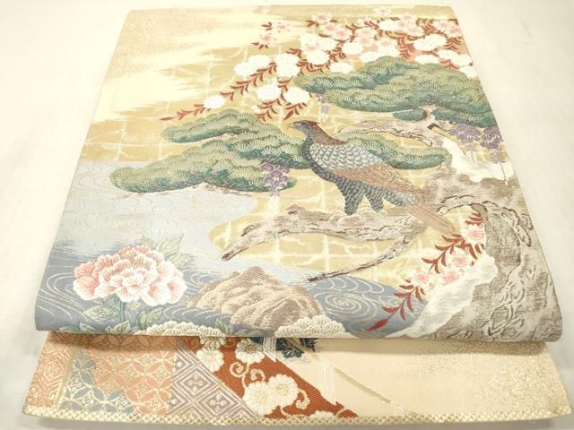 平和屋本店▼六通柄袋帯　唐織　桃山春鷹図　本金箔　正絹　逸品　DABI7792fe 11,319円