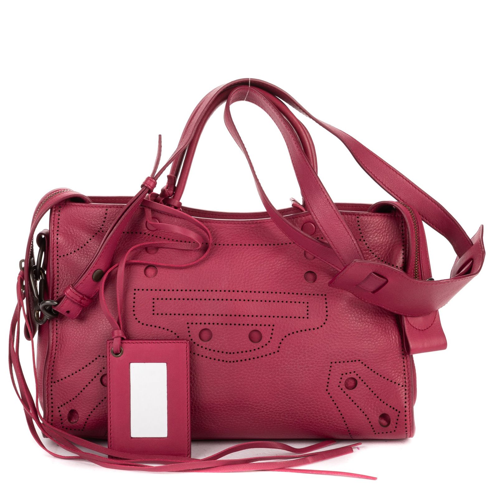 [中古] BALENCIAGA バレンシアガBlackout City BagDark PinkフリルカーフスキンレザーA