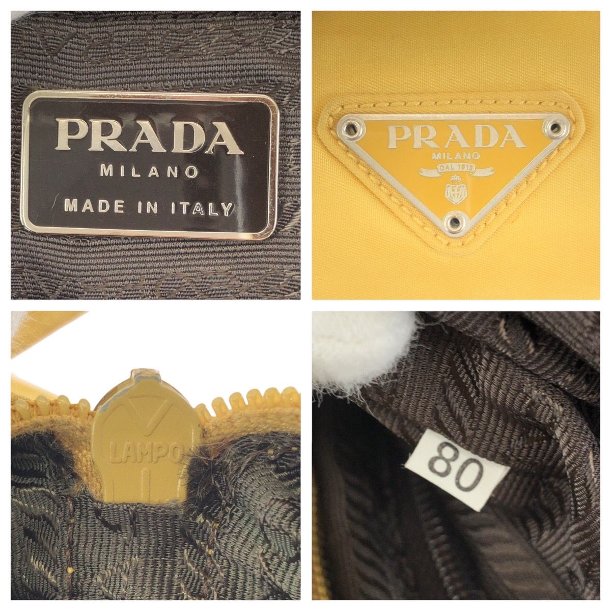 PRADA プラダ テスート 三角ロゴプレート イエロー シルバー金具