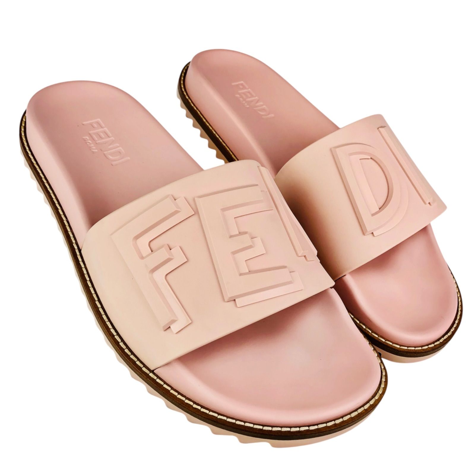 FENDI★フェンディ・メンズ 3Dブランドロゴデザイン ラバー切替し スライドサンダル (7/26㎝相当) イタリア製 ブランドサンダル メンズサンダル 夏靴 カジュアル オシャレ 14,175円