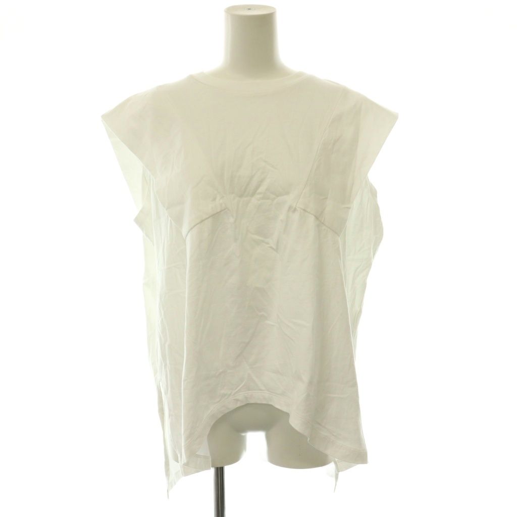 エンフォルド ENFOLD PANEL SLEEVE T SHIRT Tシャツ カットソー ノースリーブ コットン 38 白 ホワイト /CX ■OS
