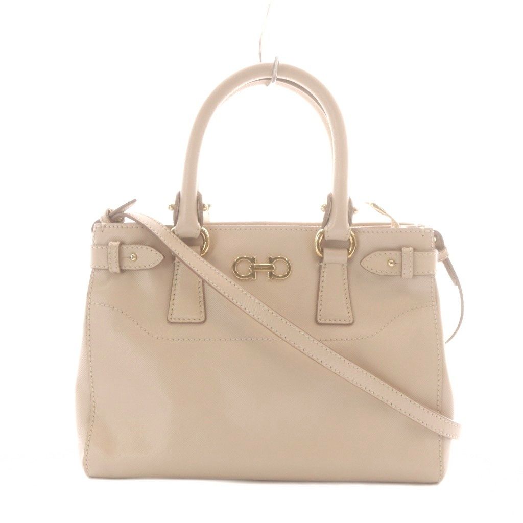 サルヴァトーレフェラガモ Salvatore Ferragamo バティックガンチーニ2WAYバッグ ハンドバッグ ショルダーバッグ ピンクベージュ レザー ガンチーニ金具 /RI ■OS ■OH 26,925円