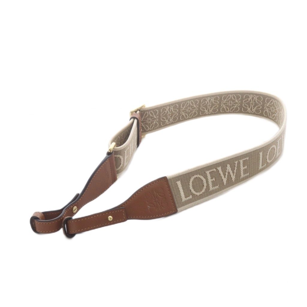 ロエベ LOEWE ストラップ ショルダーストラップ アナグラム柄 ベージュ 茶 ブラウン ロゴ レザー C886T90X01 /RI ■OS ■OH