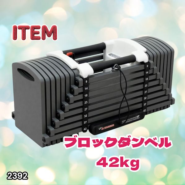 #2392 可変式 ブロックダンベル 最大42kg 1個 ワンタッチ調整 24段階 重量調節 筋トレ 自宅トレーニング ウエイト ※一部地域離島別途配送料有