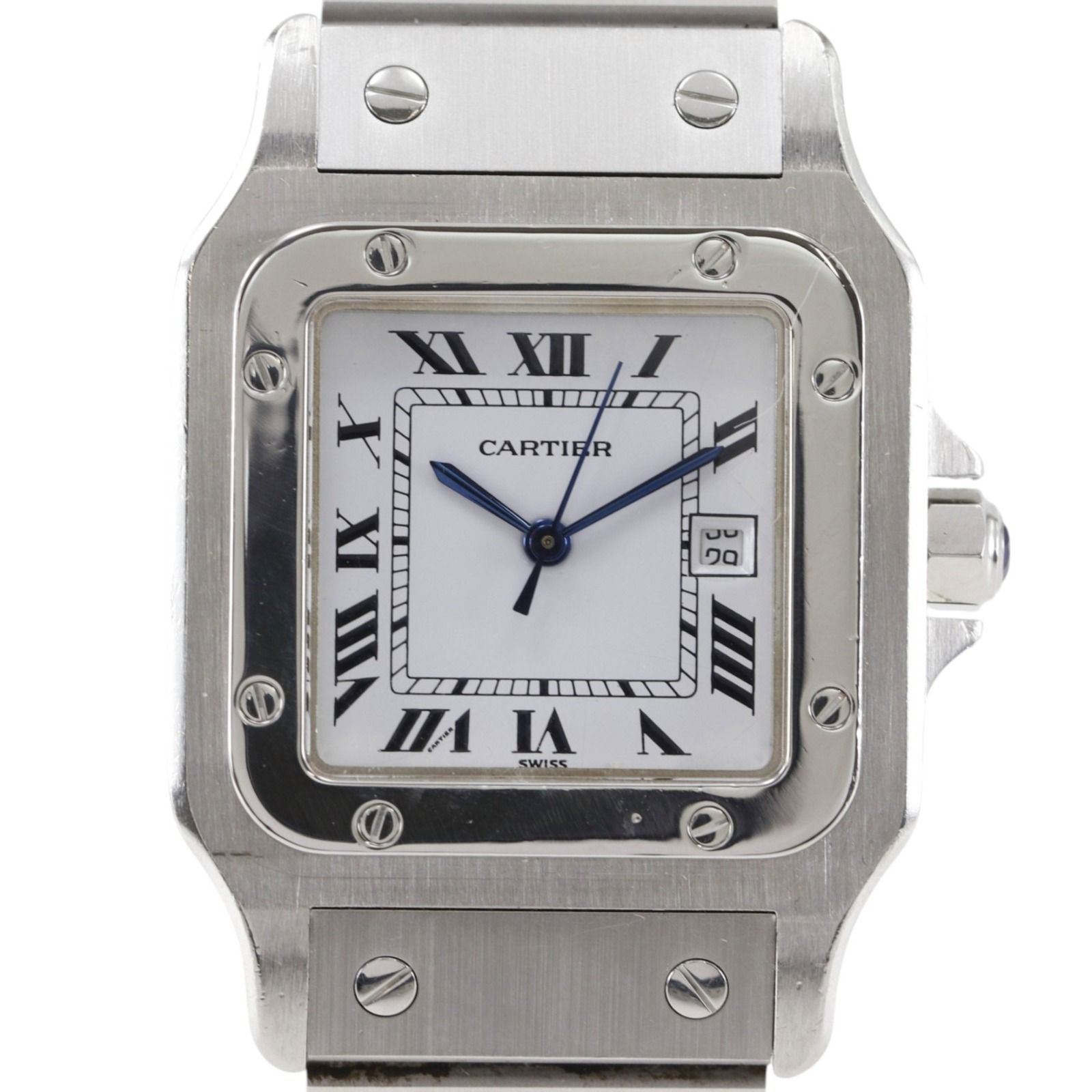 【CARTIER】カルティエ サントスガルベLM W20018D6 ステンレススチール シルバー 自動巻き アナログ表示 メンズ 白文字盤 腕時計