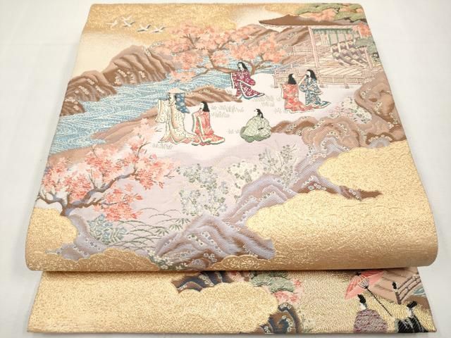 平和屋本店▼六通柄袋帯　九百錦　花鳥華飛鶴　本金二重箔　正絹　逸品　CABL1505tx