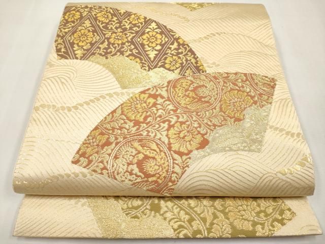 平和屋本店▼六通柄袋帯　地紙更紗唐草文　本金箔　正絹　逸品　CABL1512tx