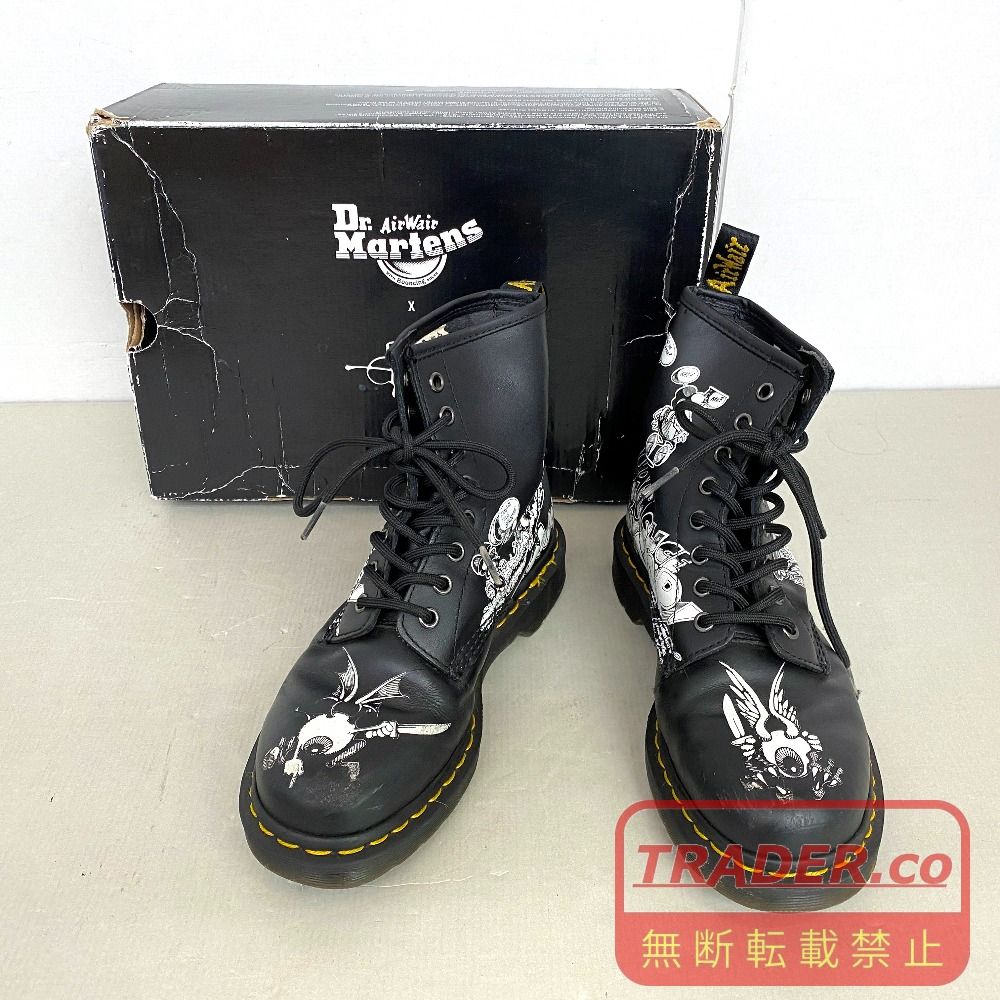 03w28446【箱付き】Dr.Martens × Rick Griffin ドクターマーチン リック・グリフィン コラボ 1460 8ホールブーツ ブラック 黒 24.0cm 24876009 ブーツ 8,250円