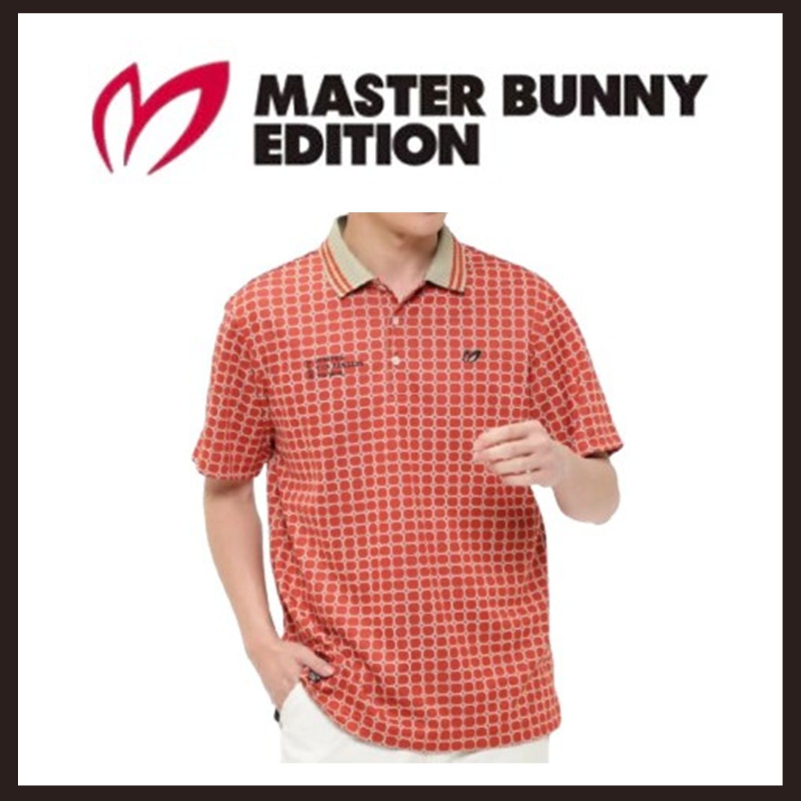 新品未使用　MASTER BUNNY EDITION(マスターバニーエディション)　カチオンレトロチェックジャガード ポロシャツ　4　オレンジ系