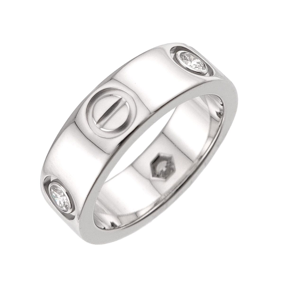 カルティエ Cartier ラブ #47 リング ハーフ ダイヤ 3P K18 WG ホワイトゴールド 750 指輪 Love Ring 90332764