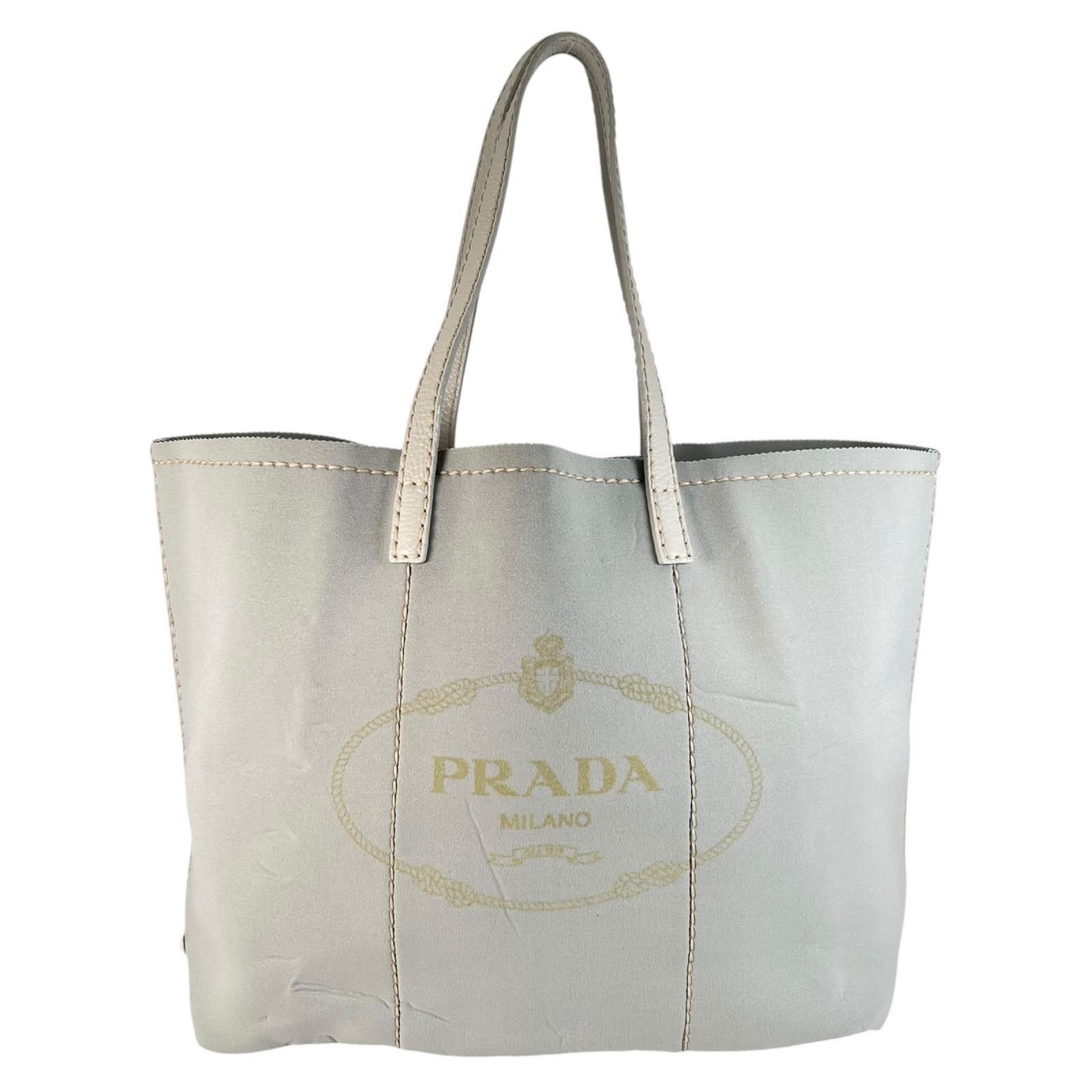 PRADA プラダ BR4623 トートバッグ レザー/ネオプレーン ミントグレー【中古】 レディース